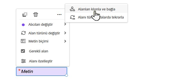 Alanları klonla ve bağla