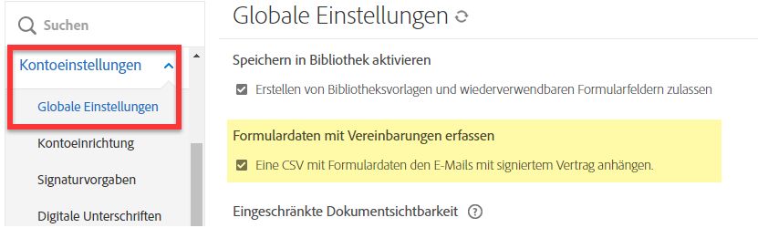CSV-Steuerelemente für Formularfelder
