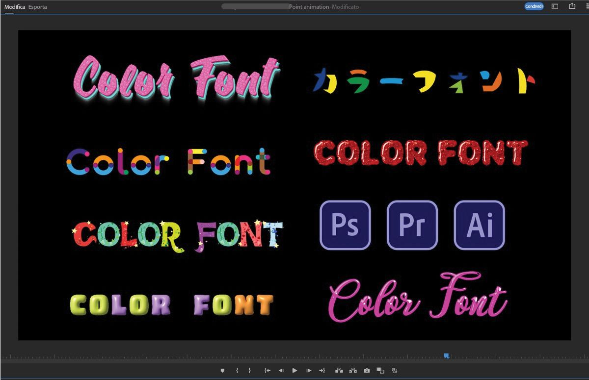Interfaccia utente che mostra font a colori diversi nel monitor Programma.