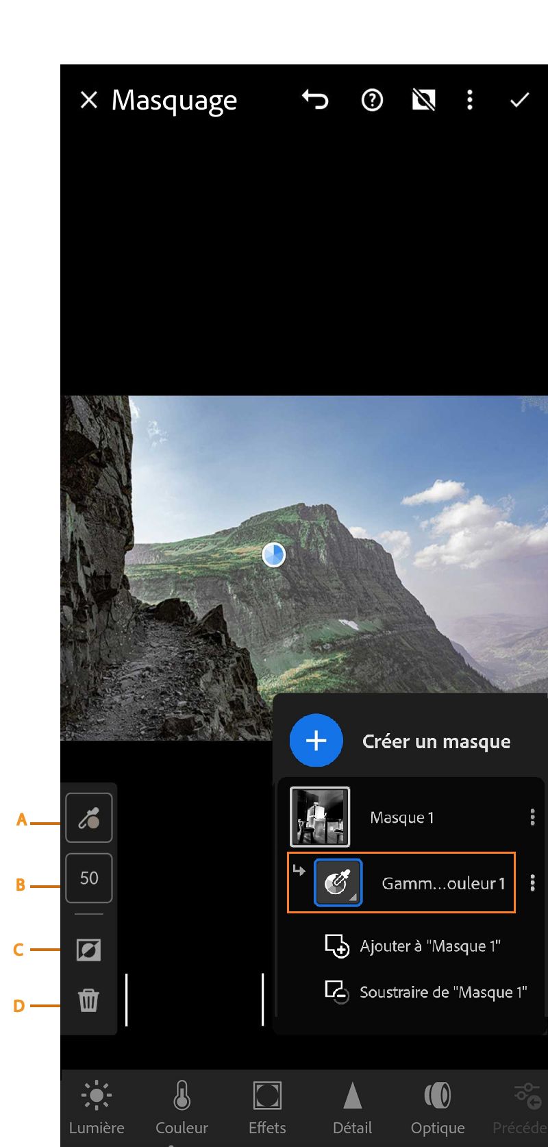 masquage de gamme de couleur
