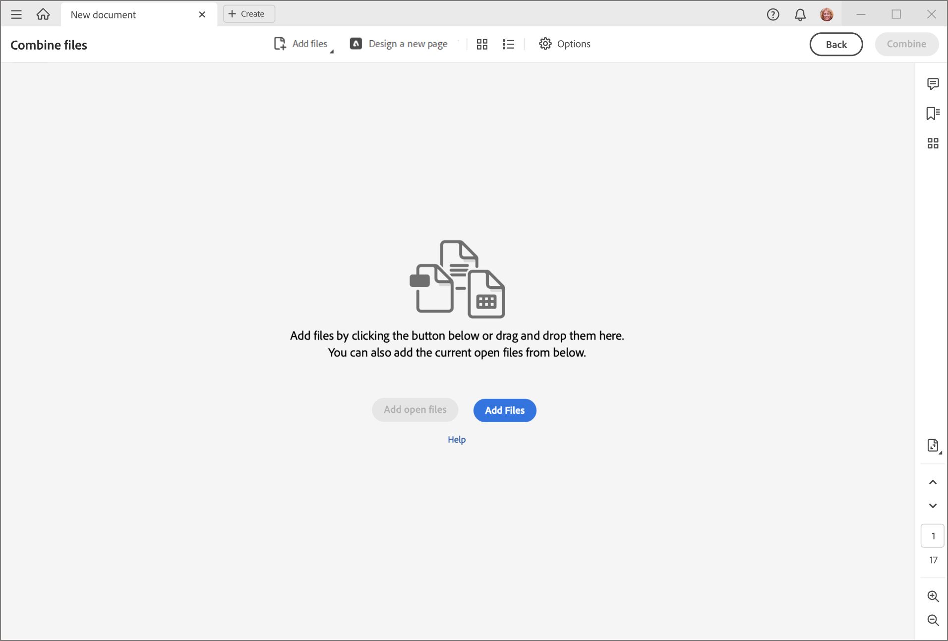 הכלי Combine files