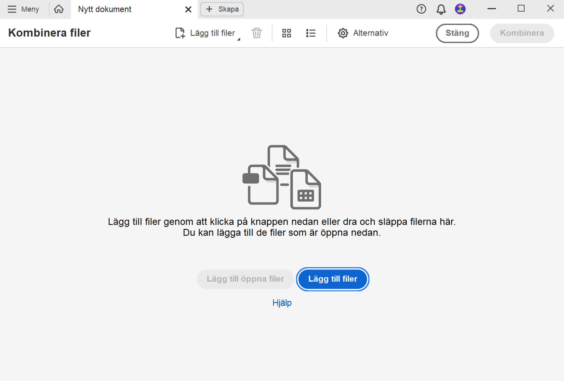 Verktyget Kombinera filer