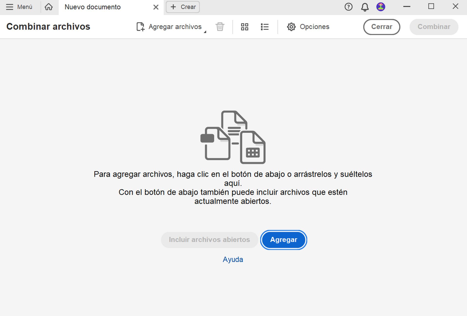 Herramienta Combinar archivos