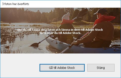 Dialogrutan Foton har överförts