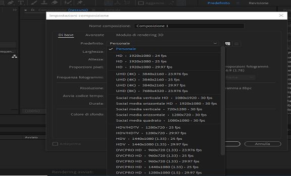 Predefiniti composizione