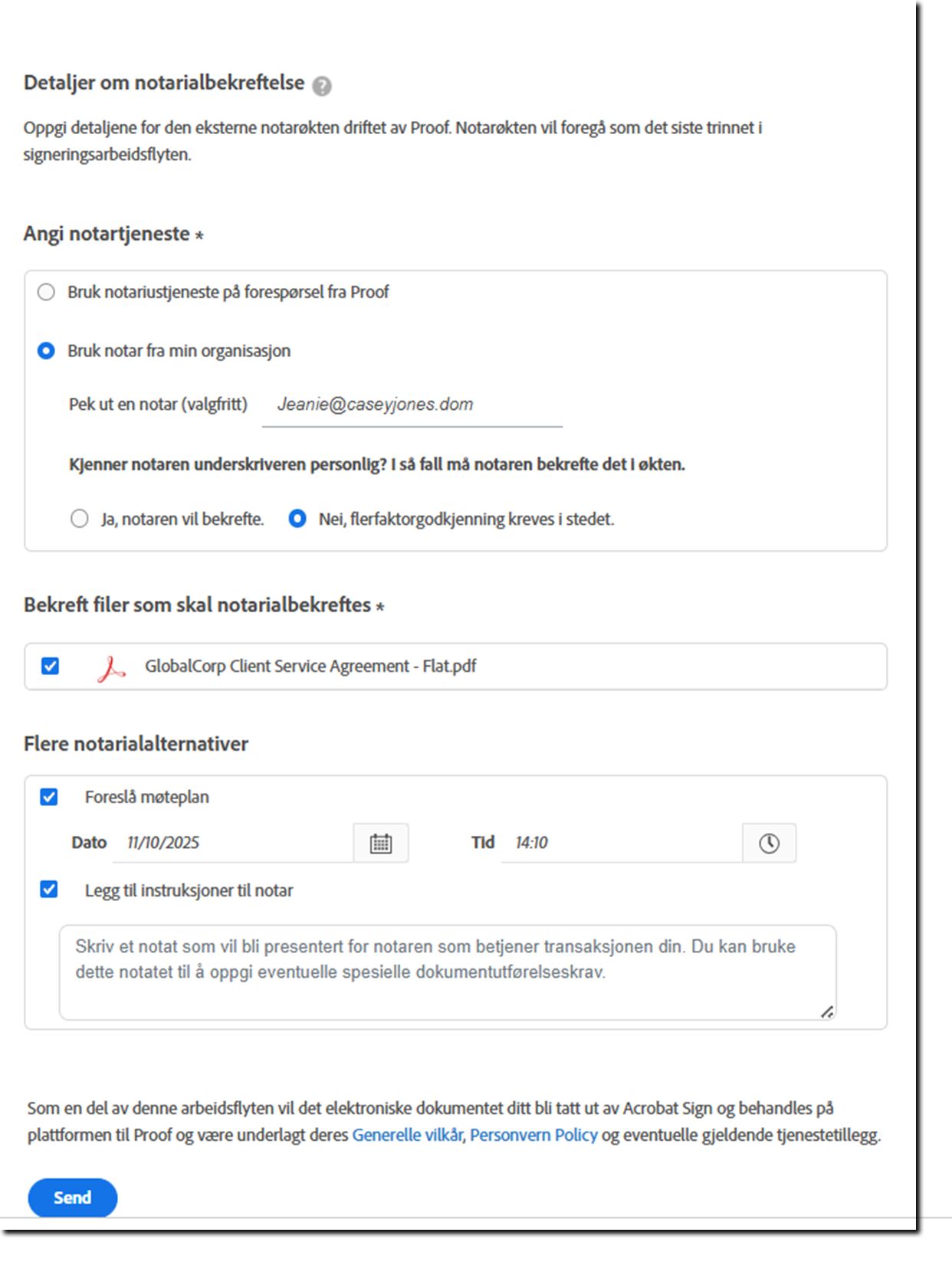 Konfigurasjon av bevisdetaljer