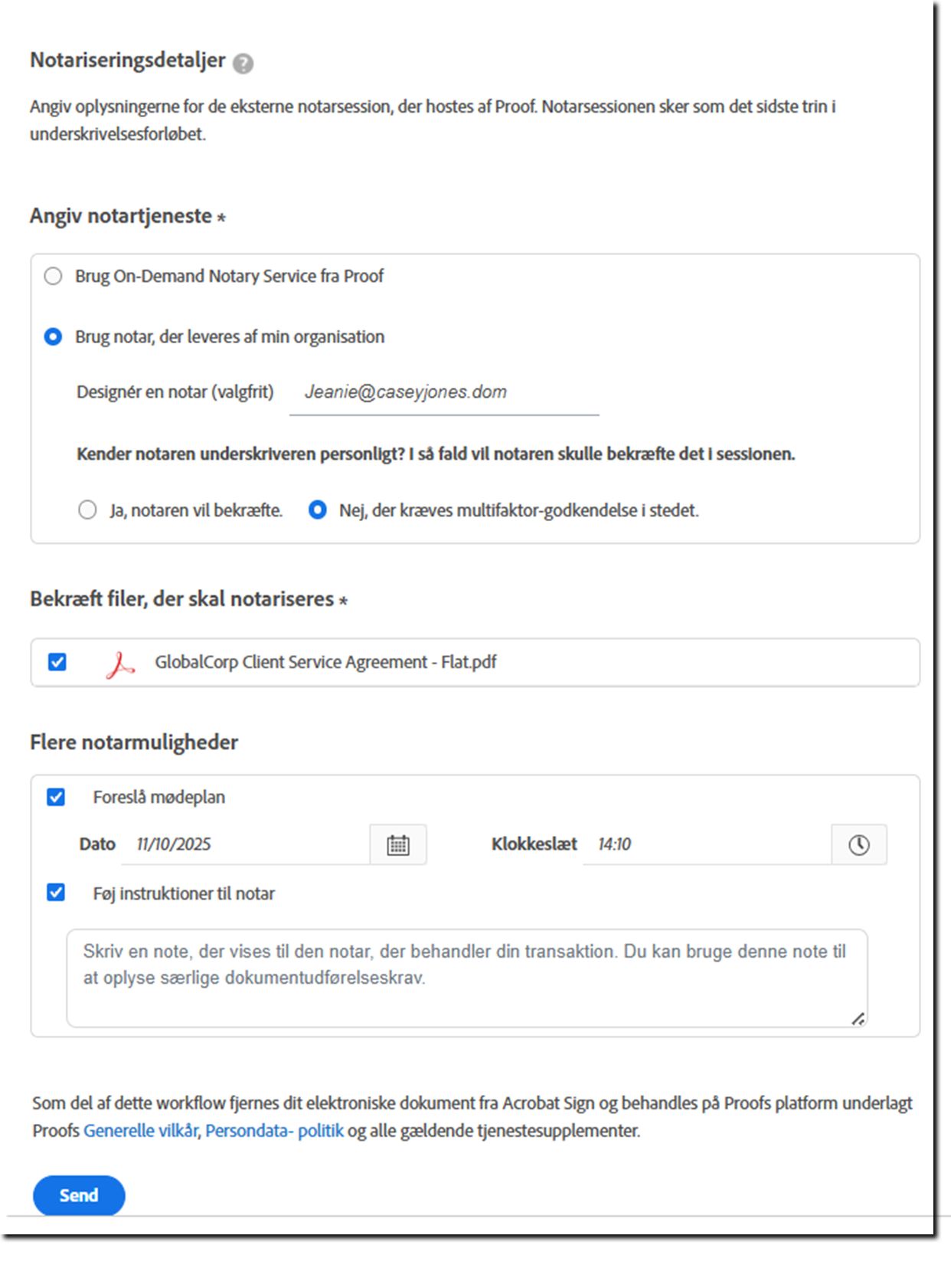Konfiguration af Proof-oplysninger