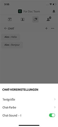 Voreinstellungen für Connect-Chat