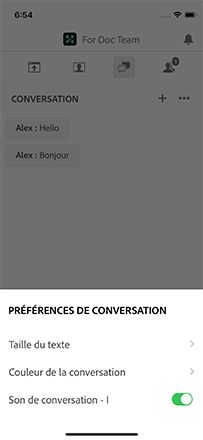 Connexion des préférences de conversation