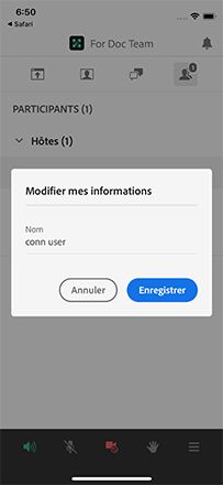 Boîte de dialogue Modifier mes informations