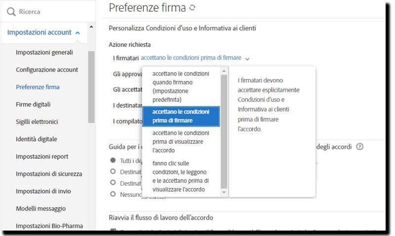 Consenso esplicito durante l’impostazione di firma