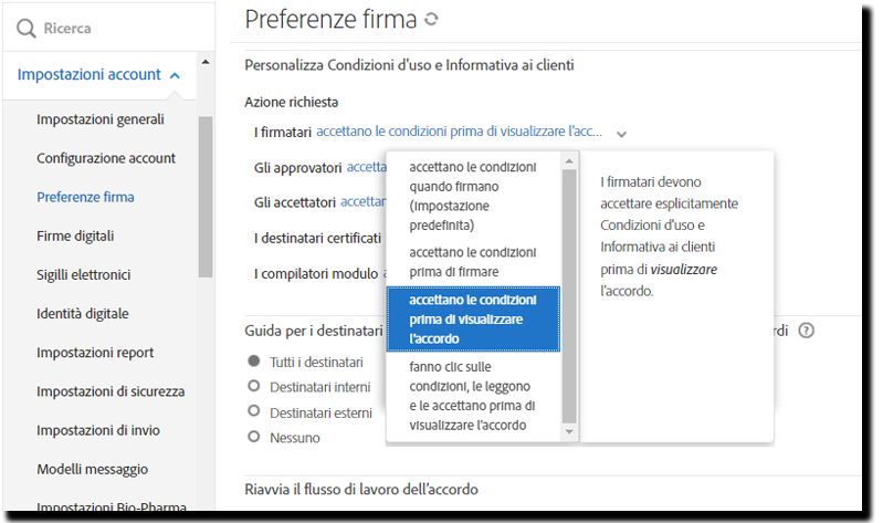 Consenso esplicito prima di visualizzare l’impostazione