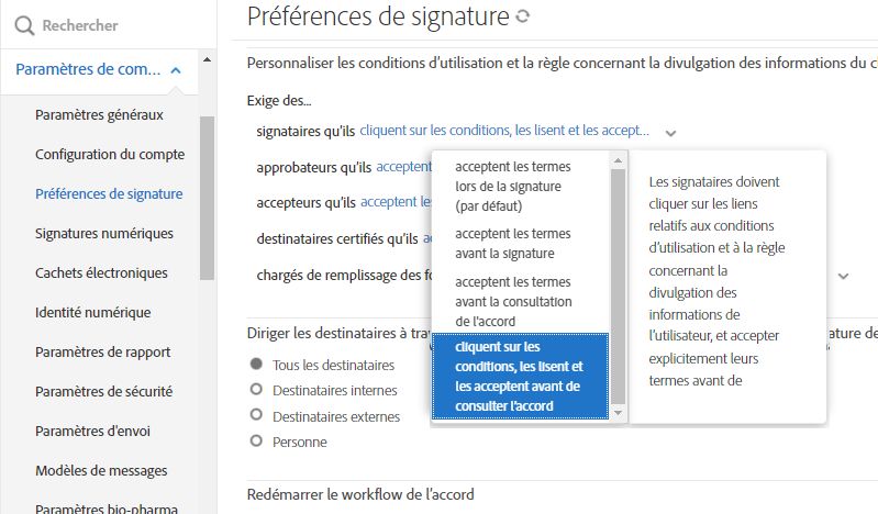 Paramètre de consentement explicite avec consultation forcée