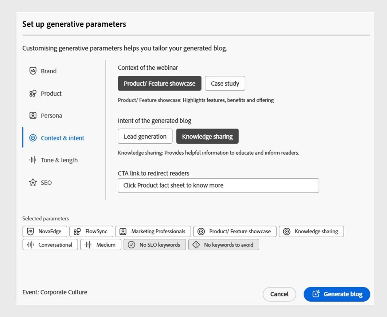 Define the Context and intent of the blog