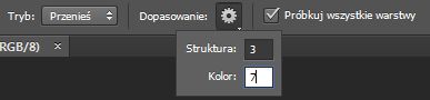 Zmienianie wartości adaptacji kolorów w programie Photoshop 