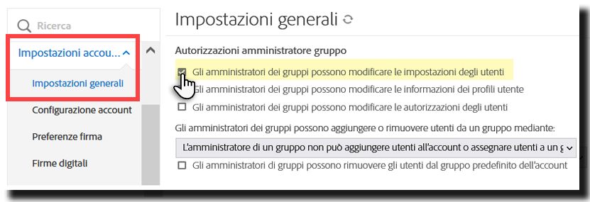 I controlli consentono agli amministratori dei gruppi di modificare i gruppi