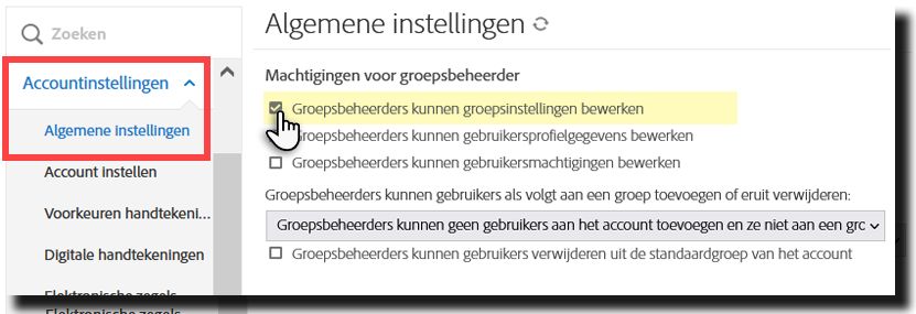 Bedieningselementen waarmee groepsbeheerders groepen kunnen bewerken