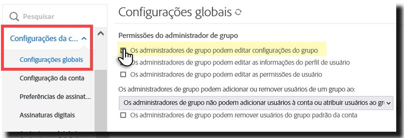 Controles para permitir que administradores de grupos editem grupos