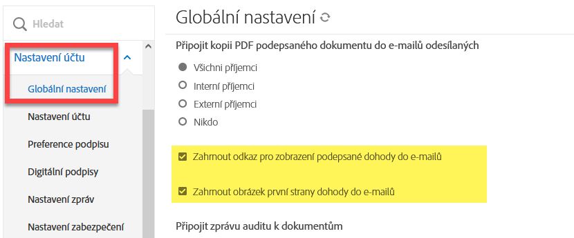 Obrázek a odkazy k dohodě v e-mailové zprávě