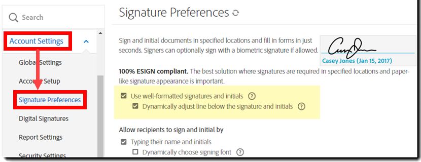 Opciones con el formato correcto