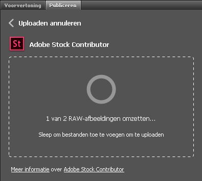 Voortgangsbalk voor omzetten en uploaden in het deelvenster Publiceren