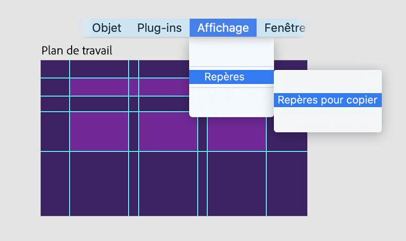 Copie de repères dans un plan de travail