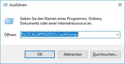 Navigieren Sie zum Ordner „CrashDumps“