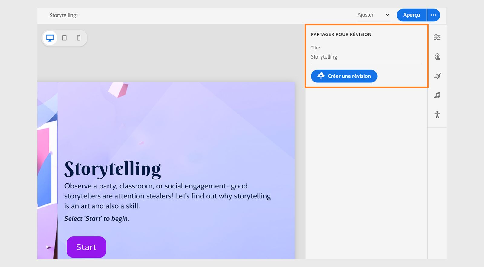 Créer une révision à partager avec des collaborateurs