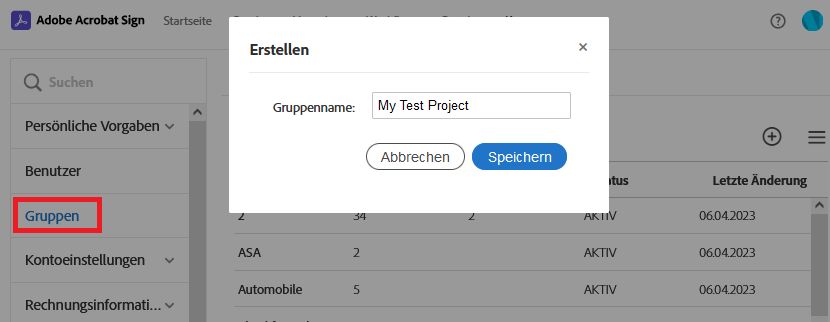 Gruppen erstellen
