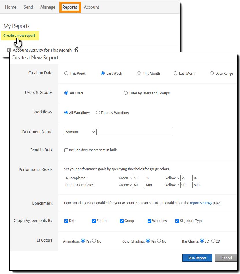 Crea un nuovo report classico