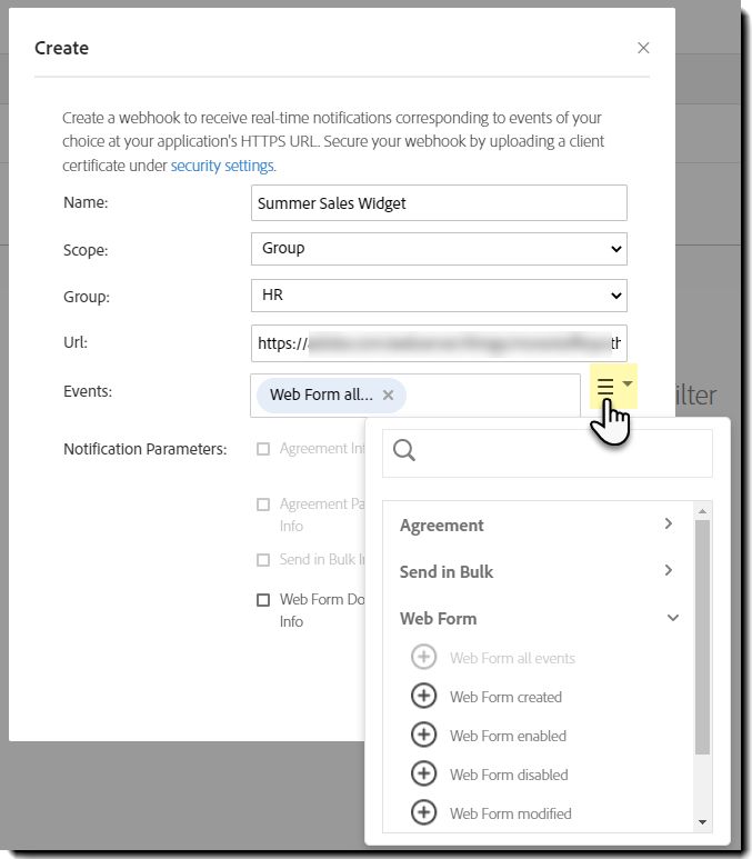 De webhook configureren