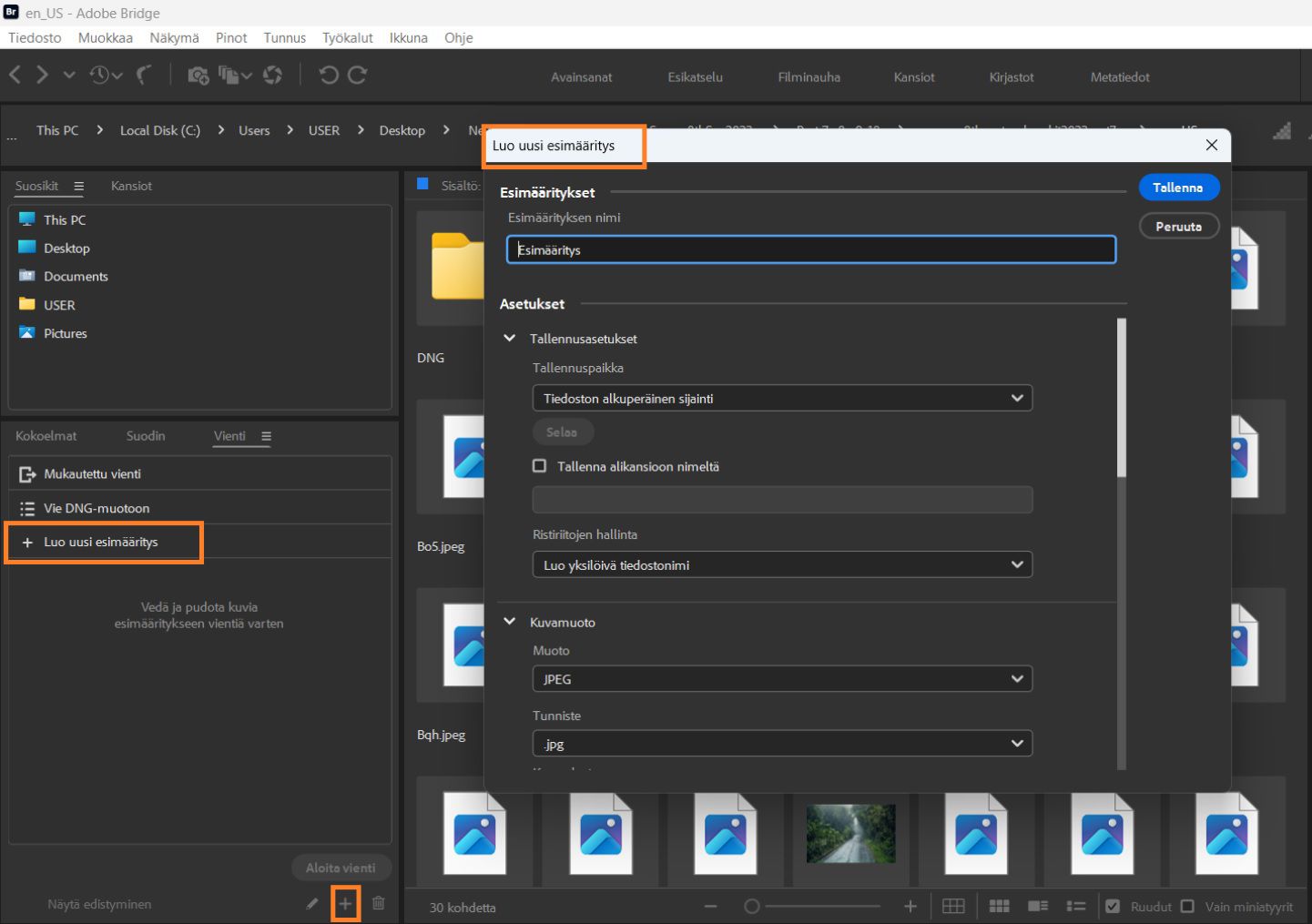 Opi luomaan uusi esimääritys Adobe Bridgessä.