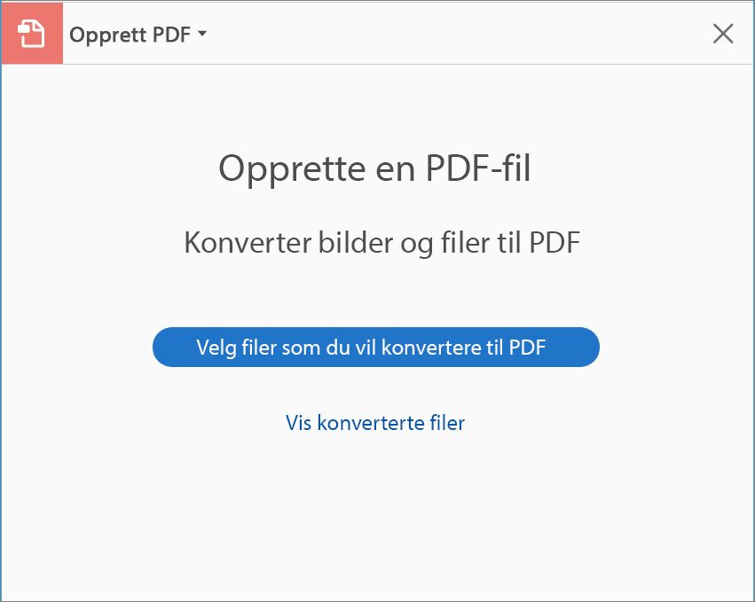 Opprett PDF fra Verktøy