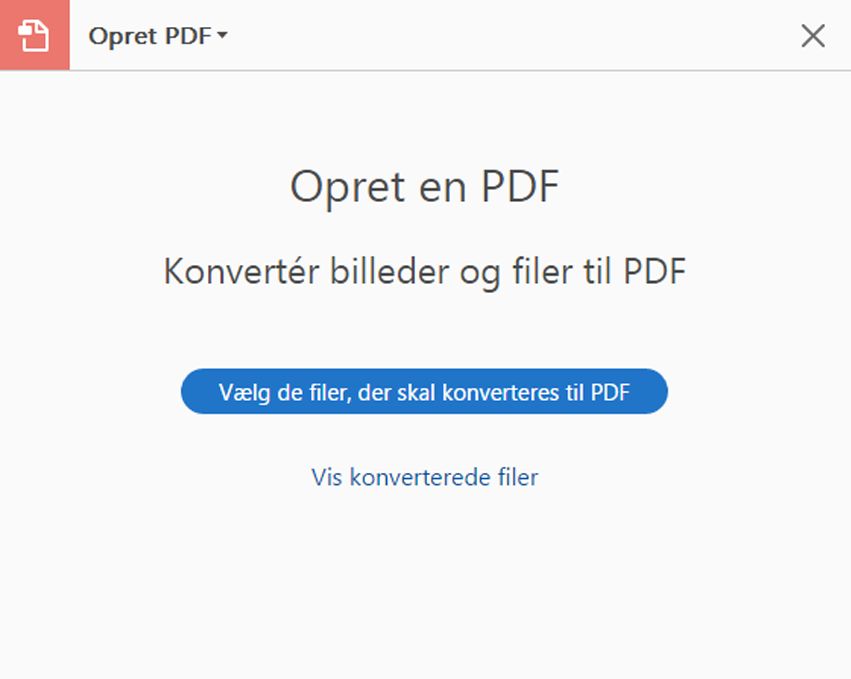 Opret PDF fra Værktøjer