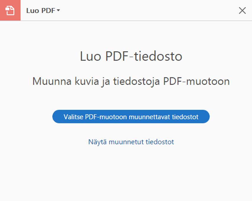 Luo PDF-tiedosto Työkalut-valikossa