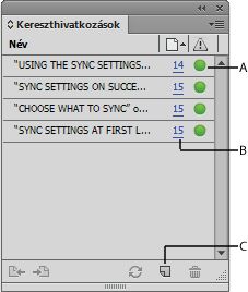 Kereszthivatkozások panel