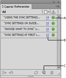 Çapraz Referanslar paneli