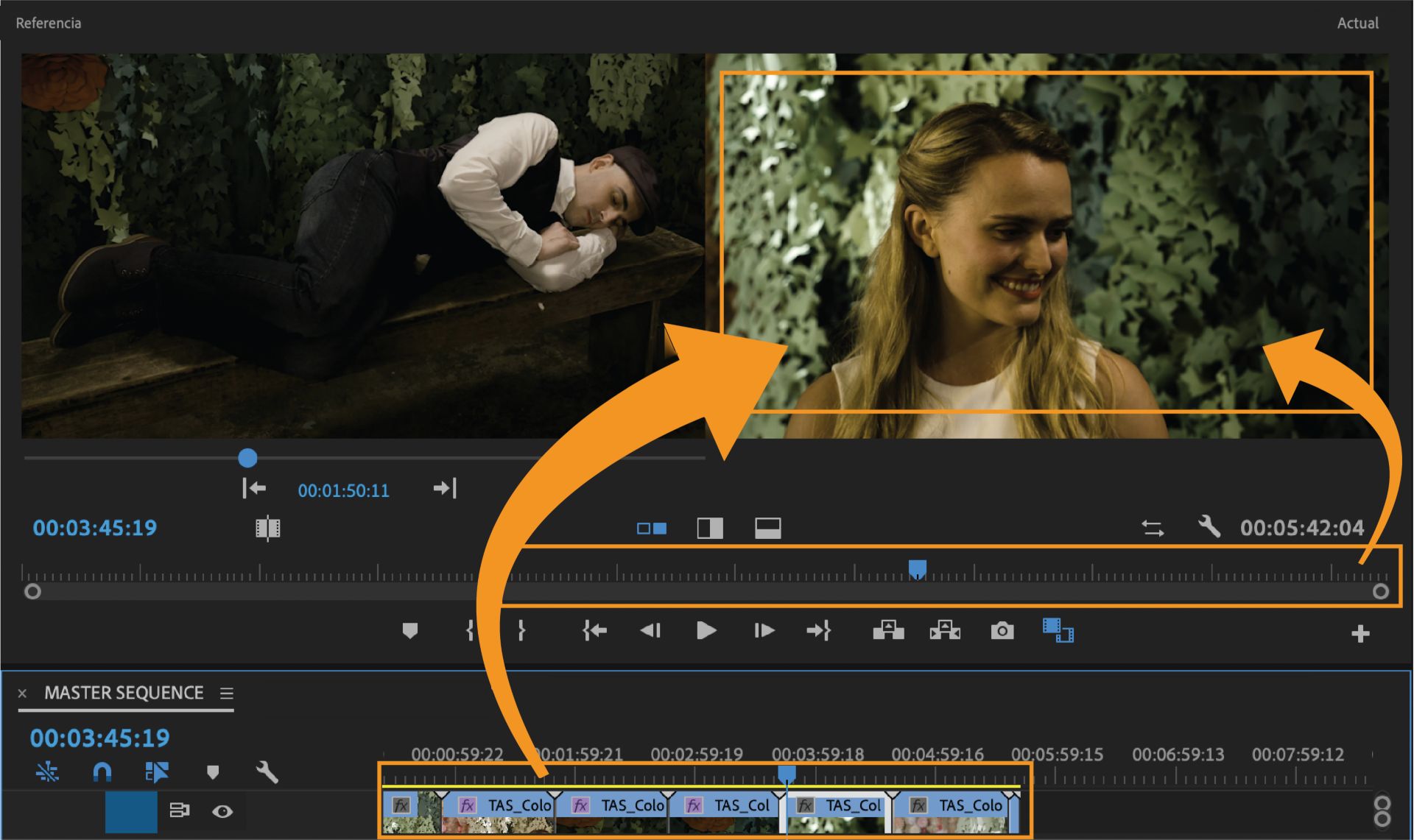 Seleccionar un clip de destino