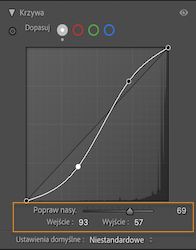 Możliwość maskowania krzywej pokazuje z podświetleniem na histogramie krzywej, aby dokonać lokalnych korekt.
