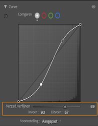 Demonstratie van maskeringscurven met nadruk op het curvehistogram om lokale aanpassingen uit te voeren.