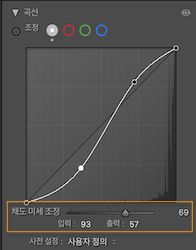 로컬 조정을 위한 곡선 막대 그래프에 강조 표시가 있는 마스크 곡선 기능.