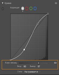 Возможность кривой маски позволяет выделить гистограмму кривой для внесения локальных корректировок.