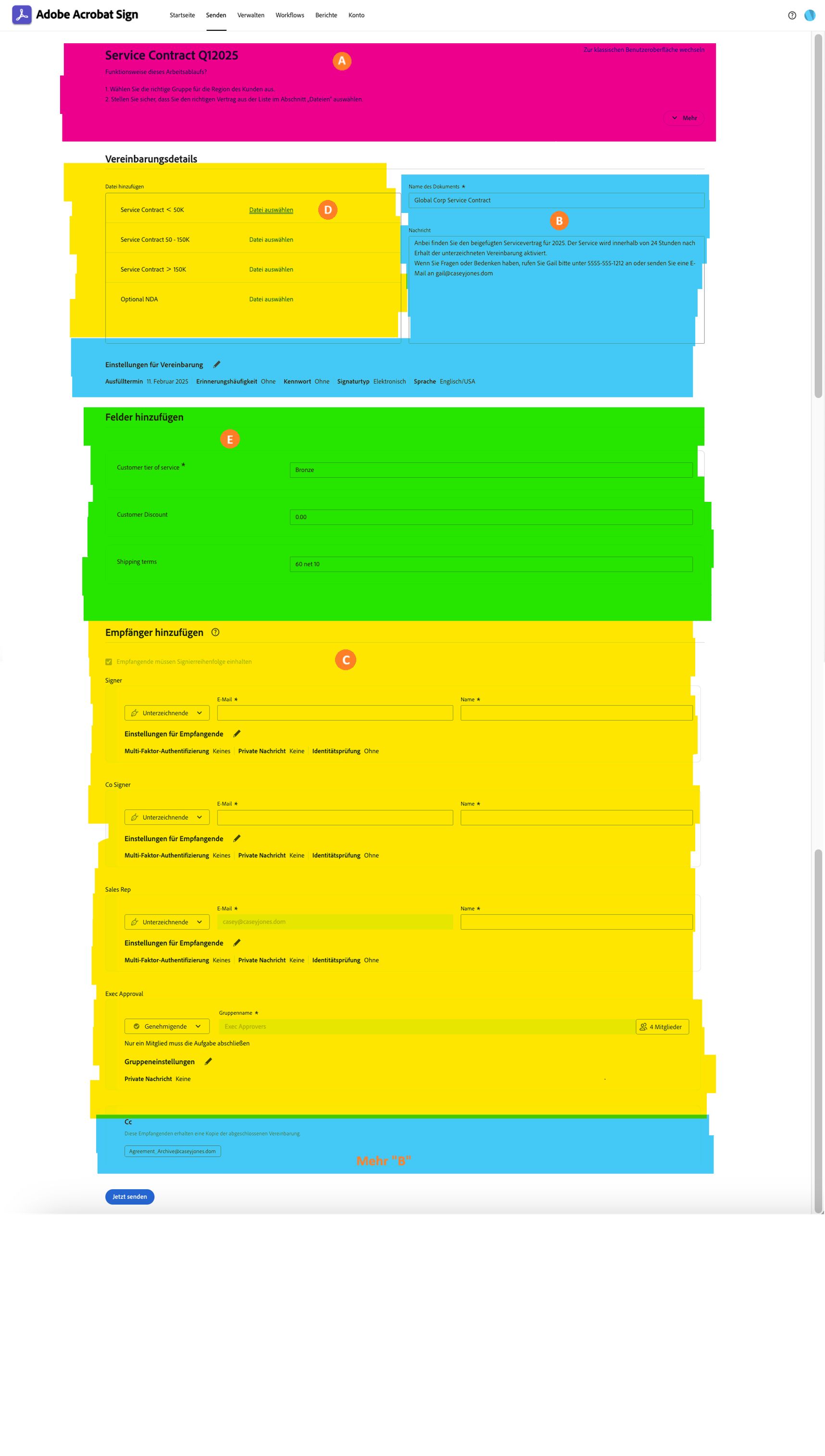 Mit Workflow konfigurierte Vereinbarung