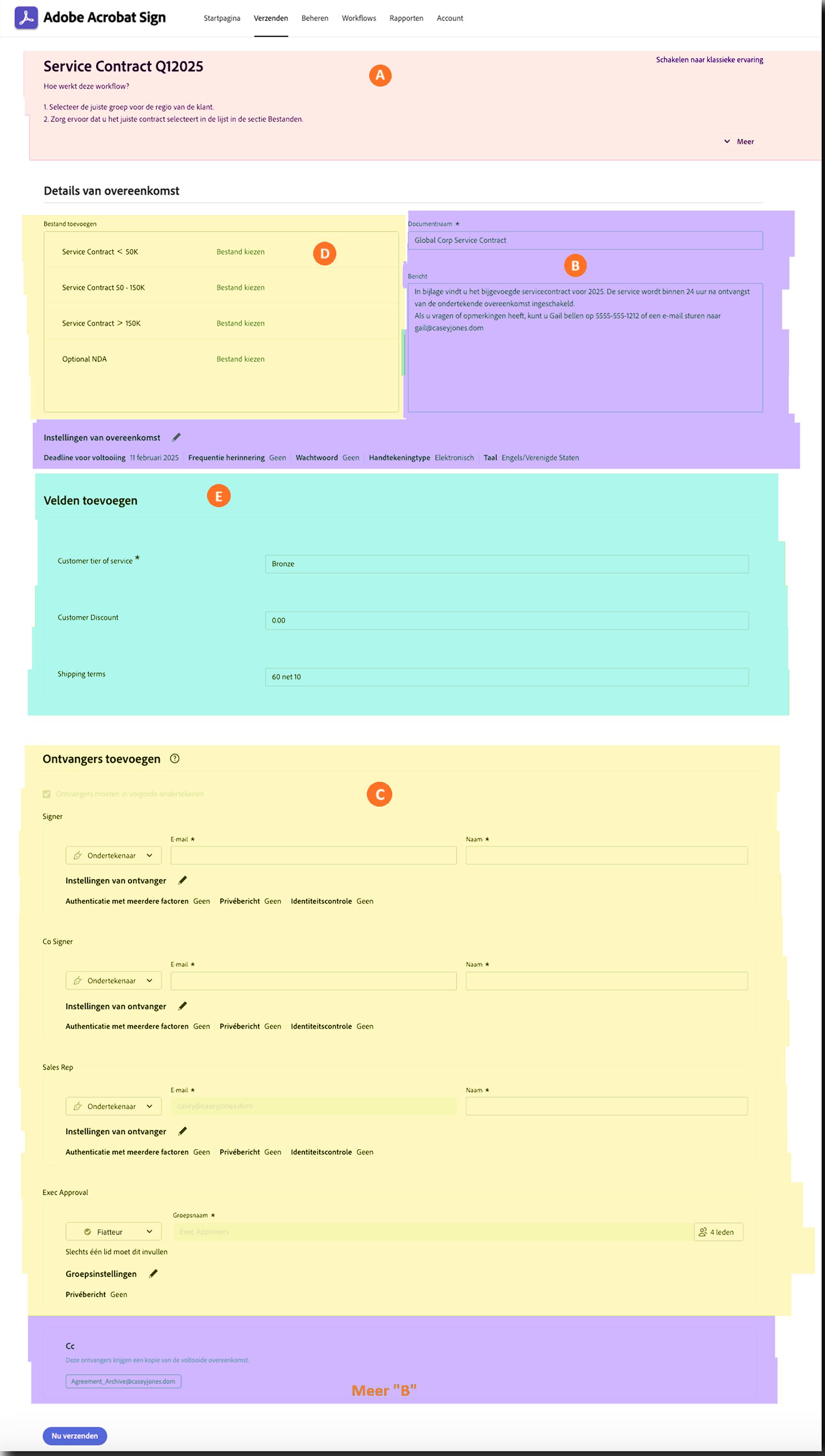 Via workflow geconfigureerde overeenkomst