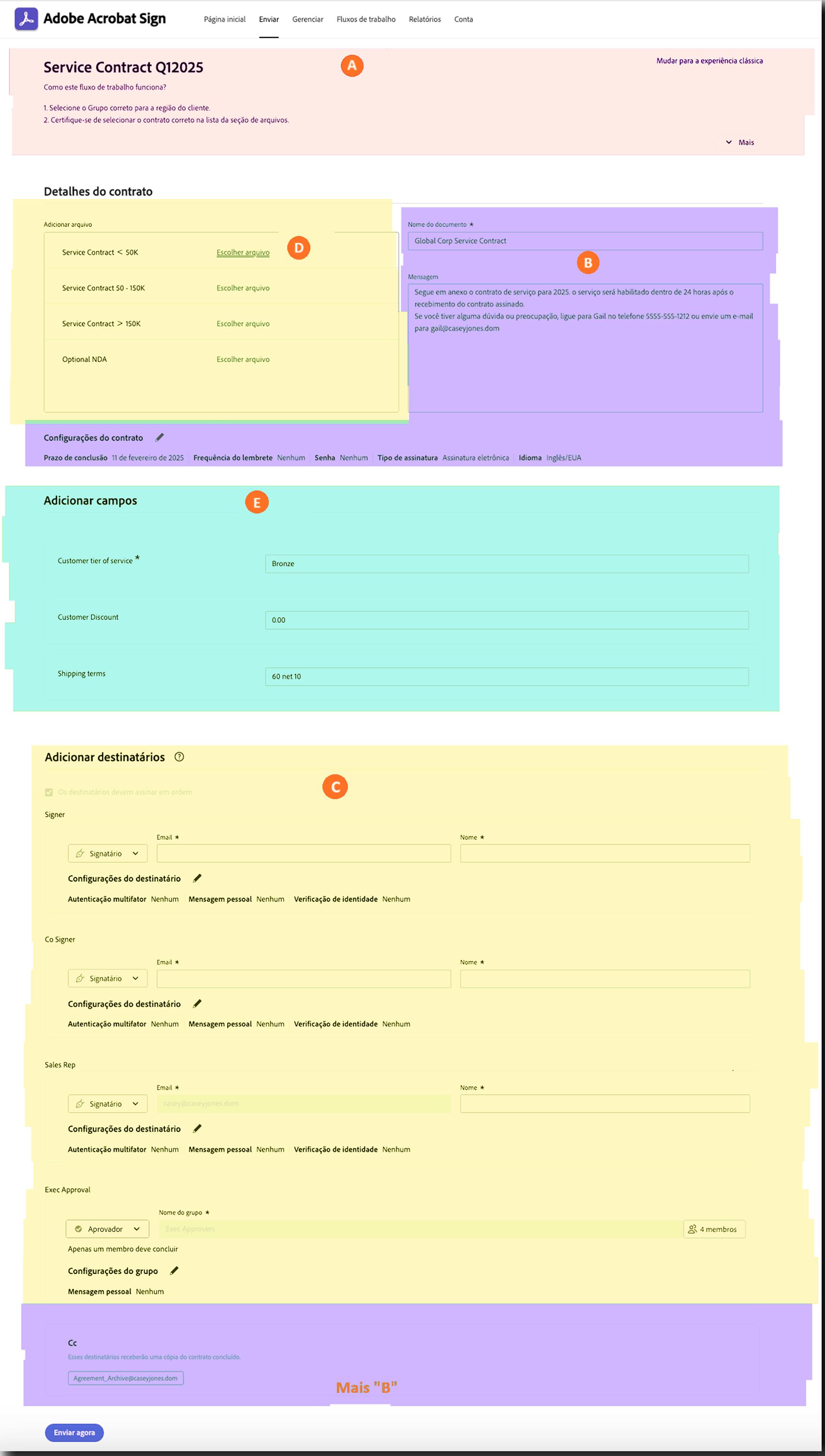 Contrato configurado de fluxo de trabalho