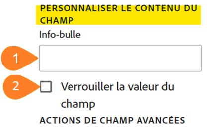 Panneau « Personnaliser le champ » avec la section « Personnaliser le contenu du champ » mise en surbrillance