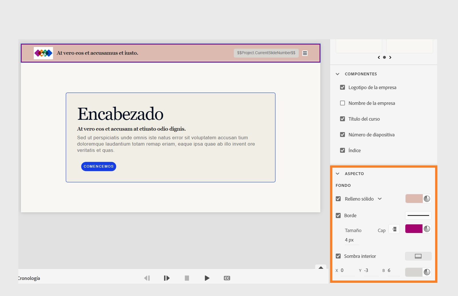 Personalizar el aspecto de un encabezado