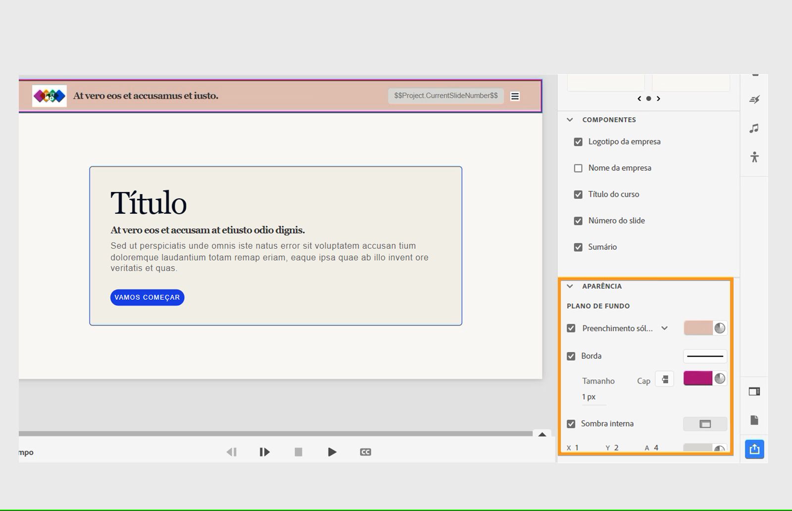Personalizar a aparência de um cabeçalho
