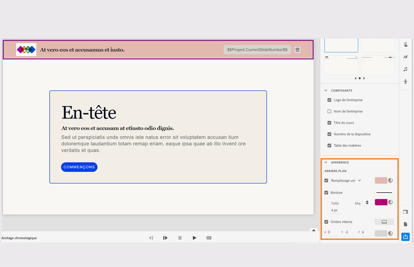 Personnalisation de l’apparence d’un en-tête