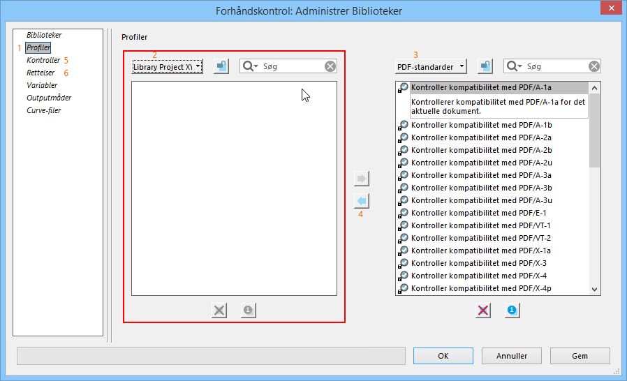 Dialogboksen Administrer biblioteker